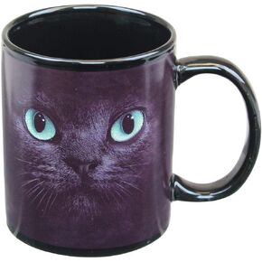 JUST FUNKY Black Cat With Green Eyes 11oz Coffee Mug
