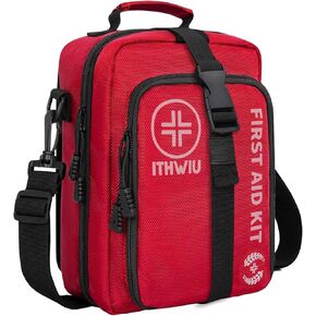 400 Piece First Aid Kit, Premium Compact Waterproof Trauma Medical Kits for Any Emergencies, Ideal for Home, Office, Outdoor, Car, Hiking, Boating, Travel, Red