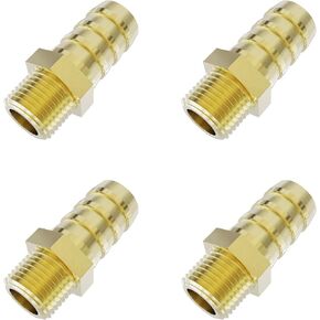 4PCS Brass Hose Barb Fittings, Metric M12-1.25 Male to Barb Fit Hose ID 10mm，Barbed Hose Fitting, Male Thread Hose Barb Adapter Connector, Hose Barb Fitting