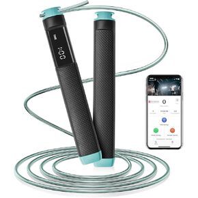 KYTO Smart Jump Rope, High Speed Jump Rope with Counter, Workout Jumping Rope with Steel Ball Bearings, Adjustable Length Speed Skipping Rope, Skipping Rope with App, Fitness Gifts for Adults, Kids