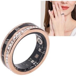 Diamond Smart Ring for Women Men, Ti Steel Roman Numerals Rotatable Health Tracker Ring with Exercise Monitoring, Magnetic Fast Charging Activity & Fitness Trackers (9)