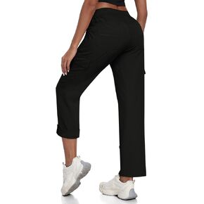 MoFiz Women's Hiking Pants Roll Up Convertible Capri Pant Lightweight Quick Dry Outdoor Travel Athletic Pants Pockets