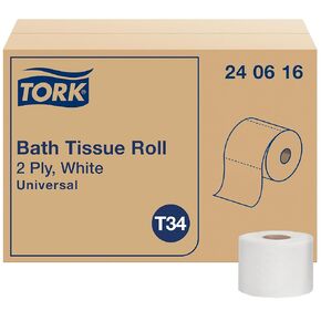 Tork Toilet Paper Roll White T34, Universal, 2-ply, 48 x 616 sheets, 240616