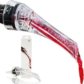 Wine Aerator Pourer Spout Rich Bubbles Decanter Spout Wine Air Aerator Improved Flavor Aerating Pourer Professional Quality Wine Pourer Aerator No-Drip Wine Accessories Gift for Wine Lover