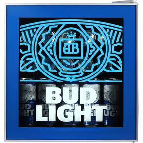 CURTIS MIS176BULT Bud Light Mini Beverage Cooler - 70 Can or 17 Bottles Beer Fridge with Glass Door for Soda + Adjustable Thermostat, Perfect for Home, Office, or Dorm, 1.8 cu ft