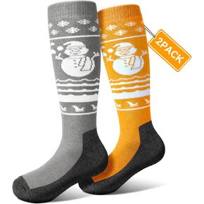 Kids Ski Socks 2/3 pairs Thermal Thick OTC Snow Socks for Boys Girls Toddler Skiing Snowboard Skating