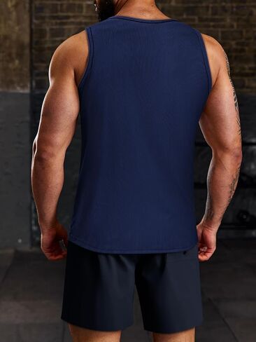 تي شيرت رجالي من Beotyshow صيفي غير رسمي بدون أكمام مضلع منسوج للعضلات تي شيرت سريع الجفاف للتمرين في صالة الألعاب الرياضية in Kuwait