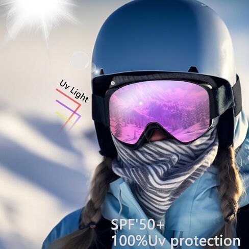 Ski/Snowboard Goggles for Men Women, OTG Snow Goggles Anti Fog 100% UV Protection in Saudi Arabia