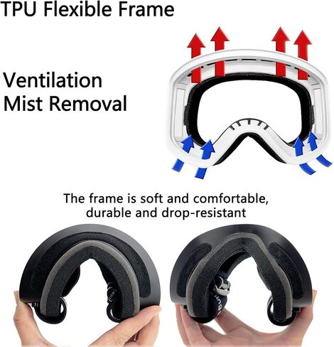Ski/Snowboard Goggles for Men Women, OTG Snow Goggles Anti Fog 100% UV Protection in Saudi Arabia