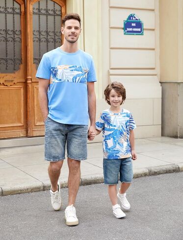 PATPAT Family Matching Outfits Mommy and Me Dresses Spaghetti Sleeveless Summer Vacation Hawaiian Dress and T-Shirts Sets in Saudi Arabia