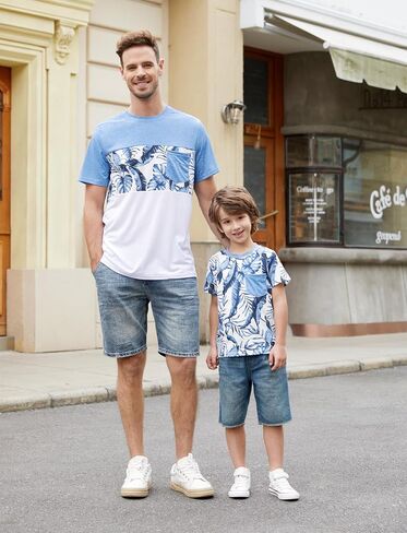 PATPAT Family Matching Outfits Mommy and Me Dresses Spaghetti Sleeveless Summer Vacation Hawaiian Dress and T-Shirts Sets in Saudi Arabia