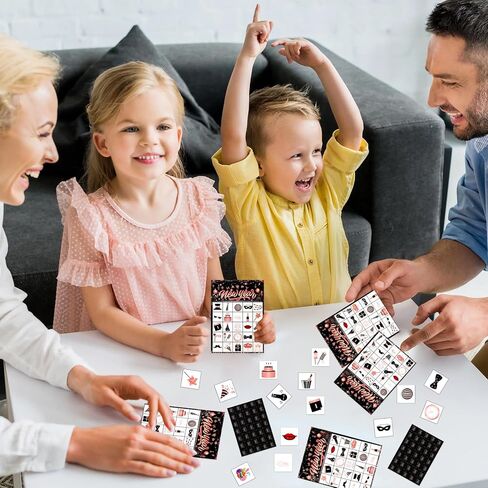 HOWAF Happy New Year Party Supplies Bingo Paper Game Cards, New Year Rose Gold Bingo Cards for New Year Party Game, Shiny Rose Gold Firework New Years Eve Party Activities in Kuwait