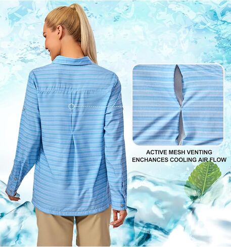 Little Donkey Andy Women's Quick Dry Safari Shirts, Lightweight Long Sleeve Outdoor Shirts for Hiking Fishing in Kuwait