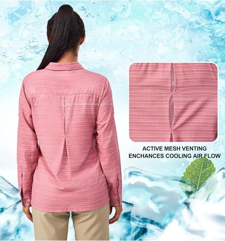 Little Donkey Andy Women's Quick Dry Safari Shirts, Lightweight Long Sleeve Outdoor Shirts for Hiking Fishing in Kuwait