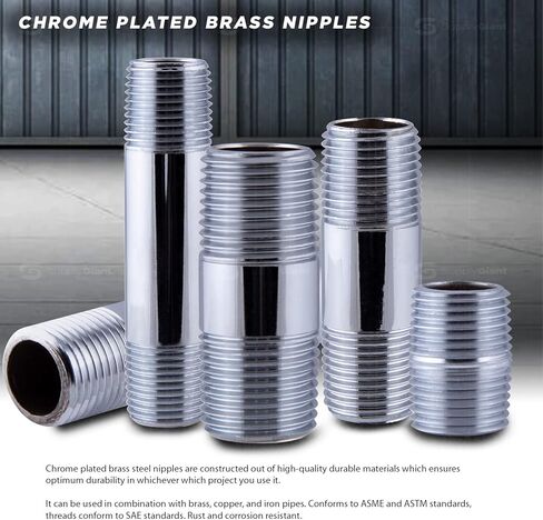 OQDI3452 1/2 بوصة × 3 بوصة الحلمة ، نحاس مطلي بالكروم in Kuwait