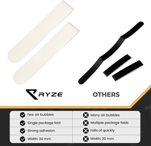 Ryze Padel Dracket Protector - سطح شفاف خشن (حزمة) - مصد بادل متين ومرن - يسهل تطبيقه مع الحد الأدنى من فقاعات الهواء - المصممة في الدنمارك in Saudi Arabia