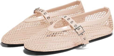 Coutgo Womens Mesh Ballet Flats Mary Jane Fishnet Ballerina Flats Buckle Strap Comfortable Causal Dress Shoes in Kuwait