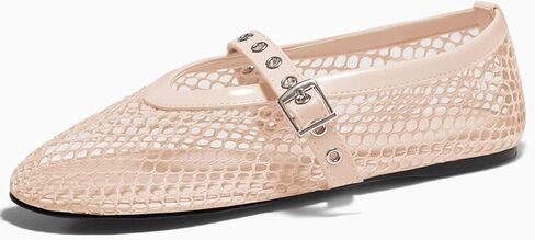 Coutgo Womens Mesh Ballet Flats Mary Jane Fishnet Ballerina Flats Buckle Strap Comfortable Causal Dress Shoes in Kuwait