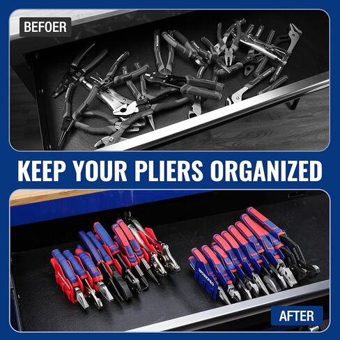 Workpro 2-pack plier orgenizer رف ، حامل plier ومنظم القطع مع قاعدة مطاطية غير انزلاقية ، 20 منظم مربع أدوات الفتحات ، منظم درج الأدوات ، تخزين الأدوات ، رف plier (غير متضمن) in Kuwait