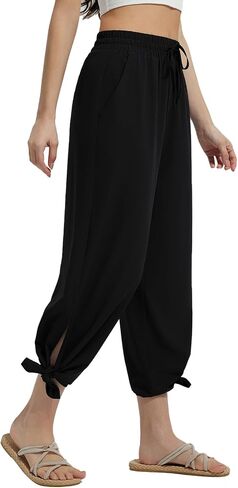 BALEAF Women's Wide Leg Swim Pants UPF50+ Long Beach Pants High Waisted Lightweight Quick Dry Flowy Swim Capris with Pockets in Saudi Arabia