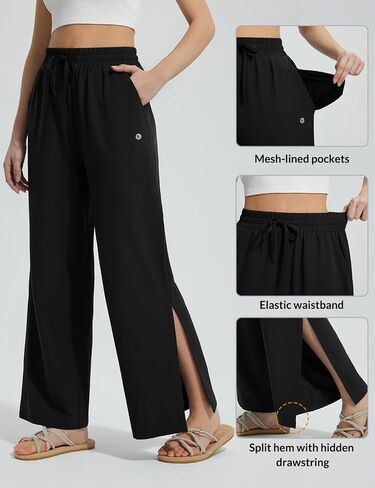 BALEAF Women's Wide Leg Swim Pants UPF50+ Long Beach Pants High Waisted Lightweight Quick Dry Flowy Swim Capris with Pockets in Saudi Arabia