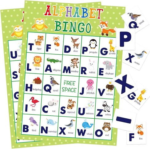 Fancy Land Alphabet Bingo Game Letter Learning Educational Game for Kids School Classroom Home Birthday Party Supplies 24 Players in Saudi Arabia