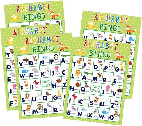 Fancy Land Alphabet Bingo Game Letter Learning Educational Game for Kids School Classroom Home Birthday Party Supplies 24 Players in Saudi Arabia