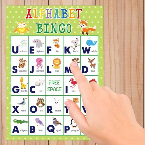 Fancy Land Alphabet Bingo Game Letter Learning Educational Game for Kids School Classroom Home Birthday Party Supplies 24 Players in Saudi Arabia