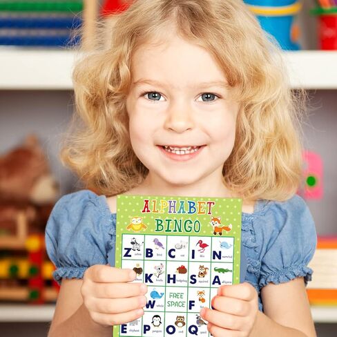 Fancy Land Alphabet Bingo Game Letter Learning Educational Game for Kids School Classroom Home Birthday Party Supplies 24 Players in Saudi Arabia