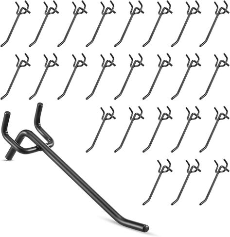 MAQUITA خطافات بيجبورد سوداء مقاس 10.16 سم، 25 قطعة، خطافات لوح ربط، تناسب 1/4 بوصة، خطافات لوح ربط لأداة التعليق in Kuwait