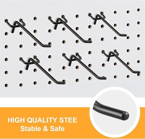 MAQUITA خطافات بيجبورد سوداء مقاس 10.16 سم، 25 قطعة، خطافات لوح ربط، تناسب 1/4 بوصة، خطافات لوح ربط لأداة التعليق in Kuwait