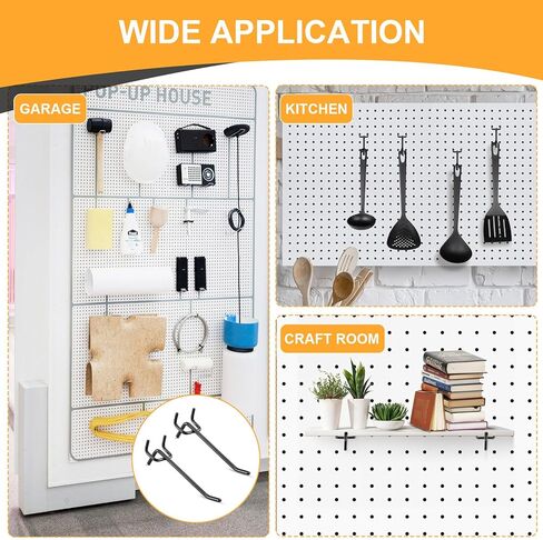 MAQUITA خطافات بيجبورد سوداء مقاس 10.16 سم، 25 قطعة، خطافات لوح ربط، تناسب 1/4 بوصة، خطافات لوح ربط لأداة التعليق in Kuwait