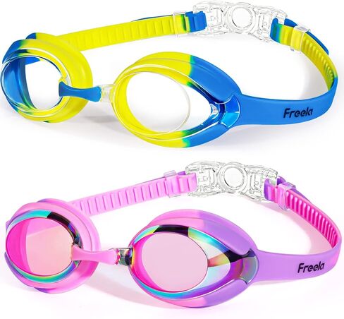 Freela Kids Goggles, Kids Toddler Swim Goggles 3-12, 2 Packs Anti-fog UV Protection Kids Swimming Goggles for Pool Beach in Saudi Arabia