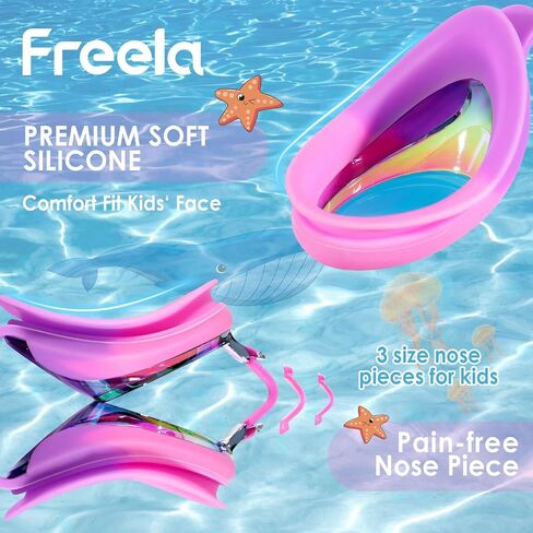 Freela Kids Goggles, Kids Toddler Swim Goggles 3-12, 2 Packs Anti-fog UV Protection Kids Swimming Goggles for Pool Beach in Saudi Arabia