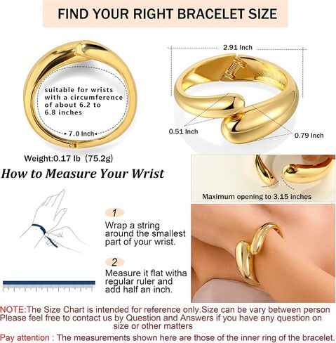 Gold Cuff Bangle Bracelets for Women Trendy,Hinged Cuff Wide Chunky Gold Bracelet Minimalist Bangle Statement Jewelry Gift in Saudi Arabia