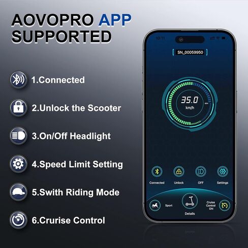 Aovopro ESMAX Electric Scooter with Quadruple Shock Absorption, 27 Miles Range, 10" Pneumatic Tire, Upgraded 500W Motor, Max 21MPH Speed, All Aluminum Body Foldable Commuting Electric Scooter Adults in Saudi Arabia