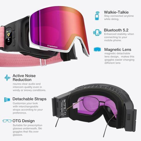 Double-Layer Replaceable Magnetic Lens with UV Protection, Anti-Glare Anti-Fog Features for G02 G03 Ski Goggles in Saudi Arabia