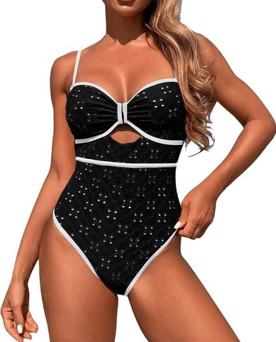 Women's One Piece Swimsuits Tummy Control Cutout Bathing Suit High Waisted 1 Piece High Cut Swimsuit in Saudi Arabia