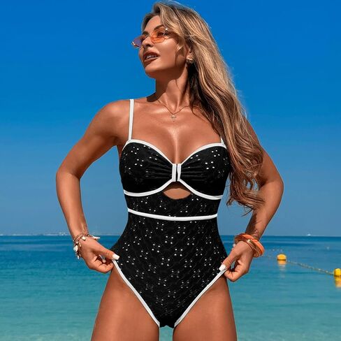 Women's One Piece Swimsuits Tummy Control Cutout Bathing Suit High Waisted 1 Piece High Cut Swimsuit in Saudi Arabia