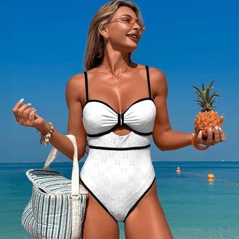 Women's One Piece Swimsuits Tummy Control Cutout Bathing Suit High Waisted 1 Piece High Cut Swimsuit in Saudi Arabia