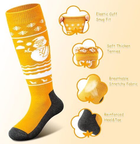 Kids Ski Socks 2/3 pairs Thermal Thick OTC Snow Socks for Boys Girls Toddler Skiing Snowboard Skating in Saudi Arabia