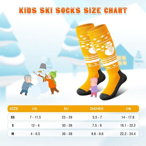 Kids Ski Socks 2/3 pairs Thermal Thick OTC Snow Socks for Boys Girls Toddler Skiing Snowboard Skating in Saudi Arabia