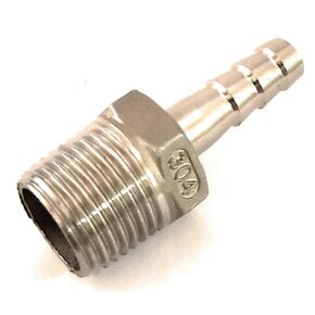 Stainless Steel 304 Pipe Fitting Barb Hose 3/8" (10mm) Barb Hose to 1/2" Male NPT (Pack of 3)