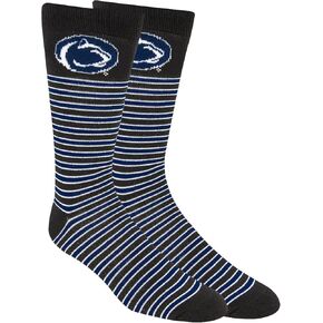 For Bare Feet Mens NCAA Thin Stripes Crew Dress Socks-Large (10-13)