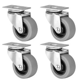 2'' Light Duty Casters with Rubber Swivel Wheels. Ideal for Handcart, Indoor, Outdoor & Hotels. Quiet and Smooth. 320lbs Load Capacity. (Set of 4)