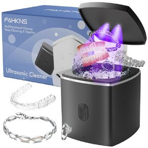 UV Ultrasonic Cleaner for Dentures,43kHz Sterilizing Ultrasonic Jewelry Cleaner for Retainer, Mouth Guard, Aligner,Braces,Toothbrush Head,200ml Professional Cleaner Machine for Pacifier,Shaver Head