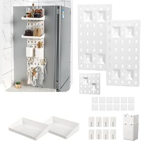 Peg Board, 15Pack Pegboard Wall Organizer, Plastic Peg Board Organizer Accessories Heavy Duty Peg Board Panel Kits for Walls Home, Garage Tool Storage, Office Organization, Craft Room, Kitchen