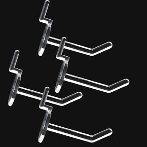 100pcs Plastic Pegboard Hooks Clear Acrylic Hook Plastic Hooks for Retail Peg Board Hooks Peg Board Shelving Hooks for Garage Kitchen Peg Boards Craft Storage (2in/5cm)