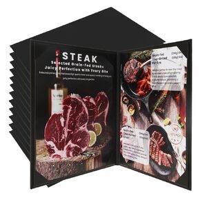 Menu Covers 8.5 x 11 inch Elegant PU Leather Restaurant Menu Covers for Restaurants, Bars, and Cafes (12 Pack,2 View)