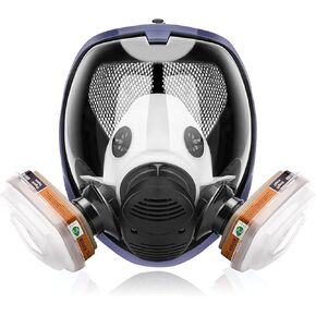 17in 1 Reusable Full Face Respirator Widely Used in Paint Sprayer, Chemical,Woodworking,Dust Protector